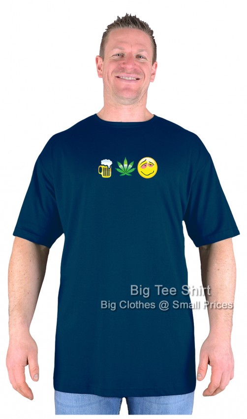 Navy Blue Big Tee Shirt Beer and Green T-Shirt