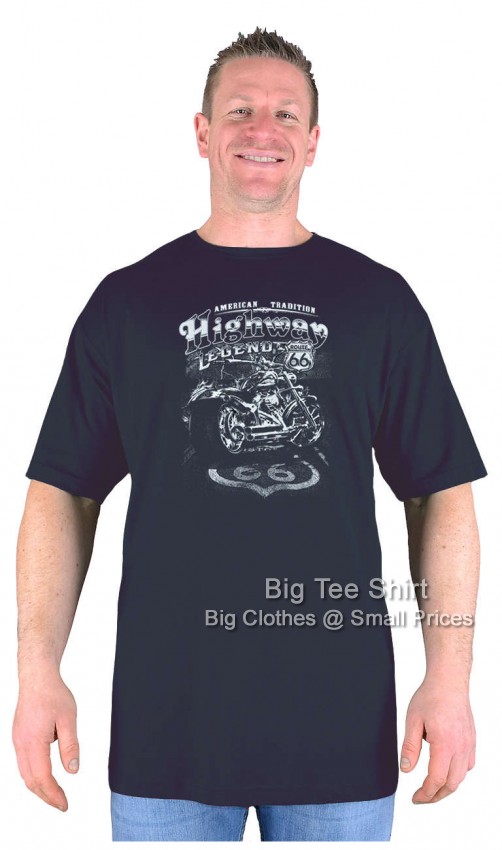 Black  Big Tee Shirt American Tradition Biker EXTRA LONG TALL T Shirt
