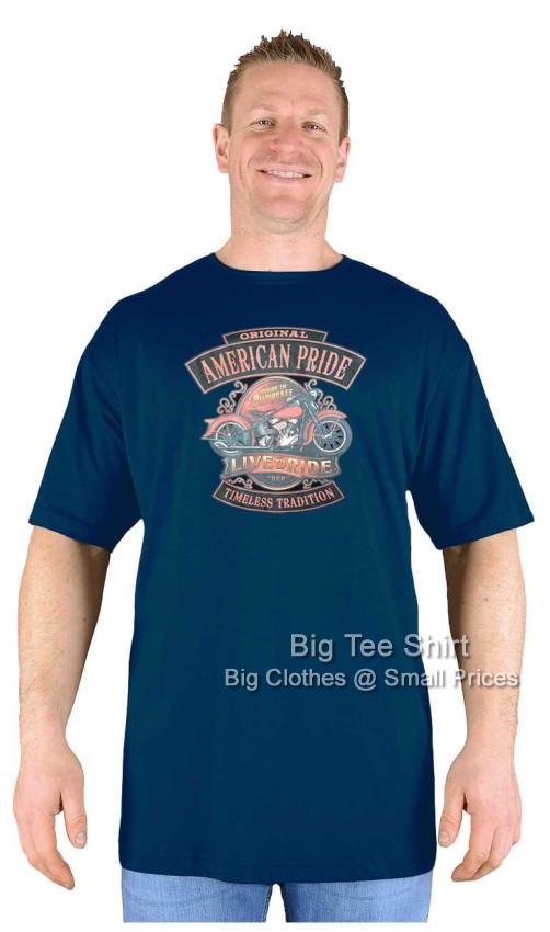 Navy Blue Big Tee Shirt American Pride Biker T-Shirt