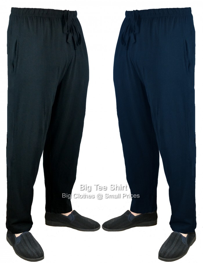 Black and Navy Blue Bains and Scott Greg TWIN PACK Plain Pyjama Bottoms