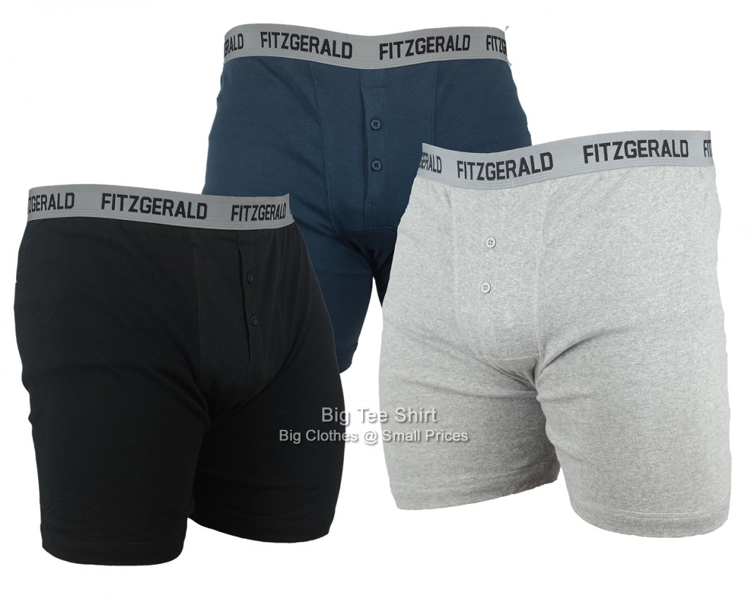 Black Navy Blue Marl Grey Fitzgerald Rider TRIPLE Pack Boxer Shorts