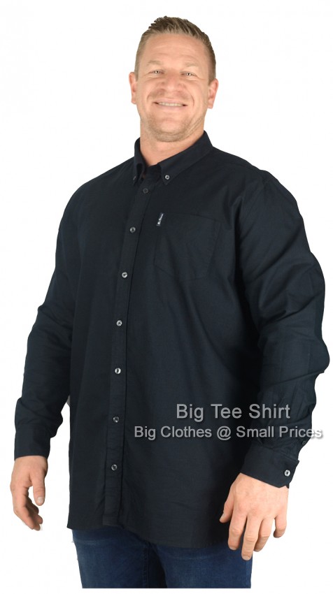 Barely Black Ben Sherman Thaston Long Sleeve Oxford Shirt - EOL