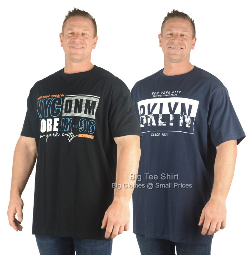 Black and Navy Blue Kam Tenpin Twin Pack T-Shirts