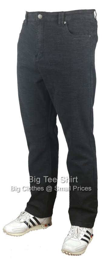 Charcoal Grey Kam Crossley Slub Weave 31 Inch Inside Leg Stretch Jeans (R)