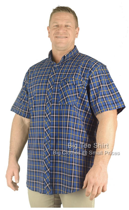 A man wearing a short sleeve check shirt.
