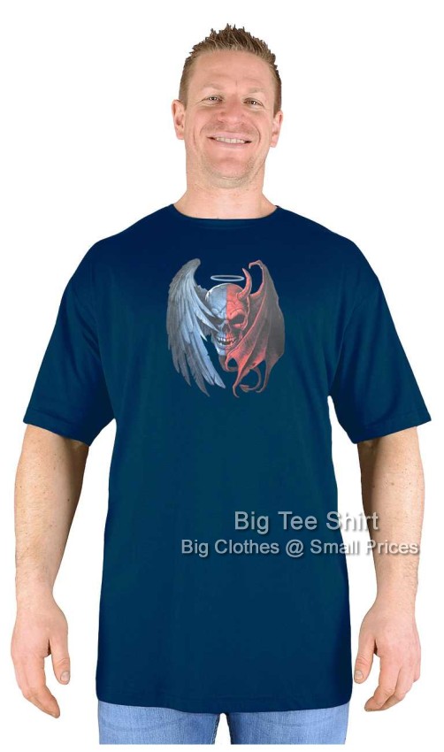 Navy Blue Big Tee Shirt Winged Skull T-Shirt