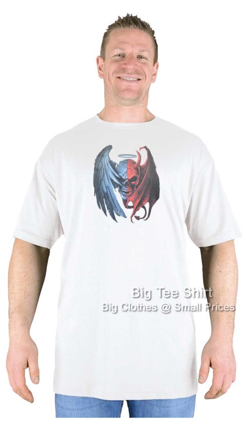 White Big Tee Shirt Winged Skull T-Shirt