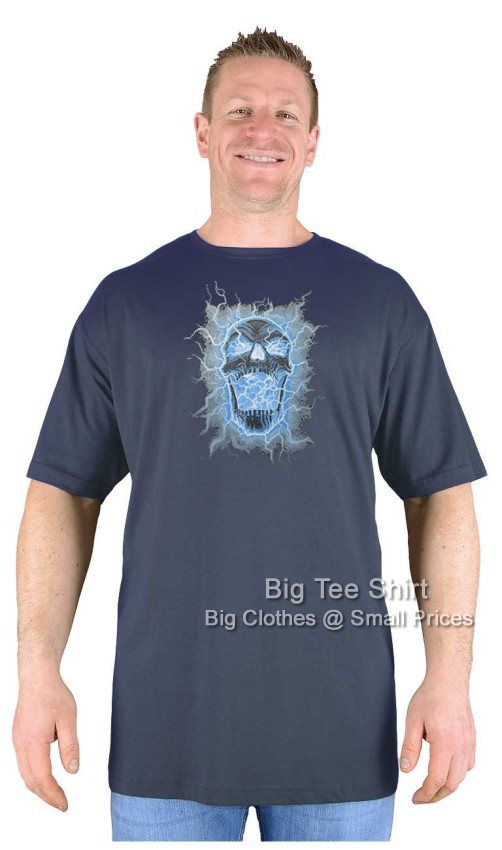 Charcoal Grey Big Tee Shirt Lightning Skull T-Shirt