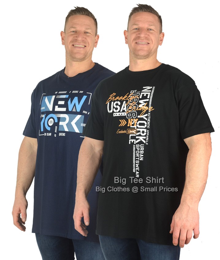 Black and Navy Blue Kam Vista Twin Pack T-Shirts