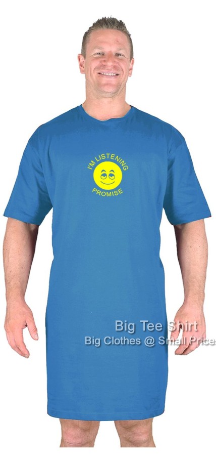 Mid Blue Big Tee Shirt Listening Nightshirt