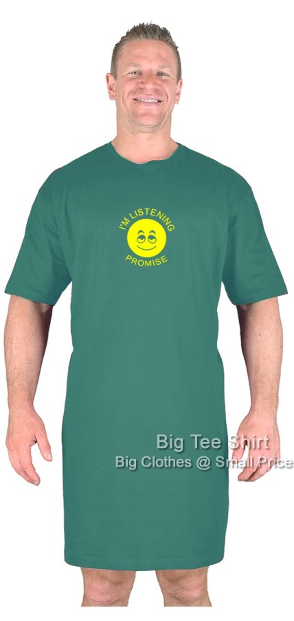 Sea Green Big Tee Shirt Listening Nightshirt