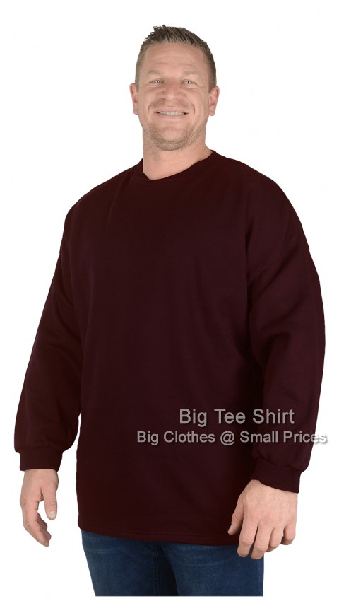 Burgundy Big Tee Shirt Crew Neck Sweatshirts