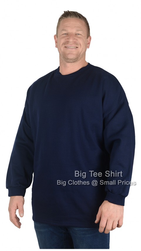 Navy Blue Big Tee Shirt Crew Neck Sweatshirts