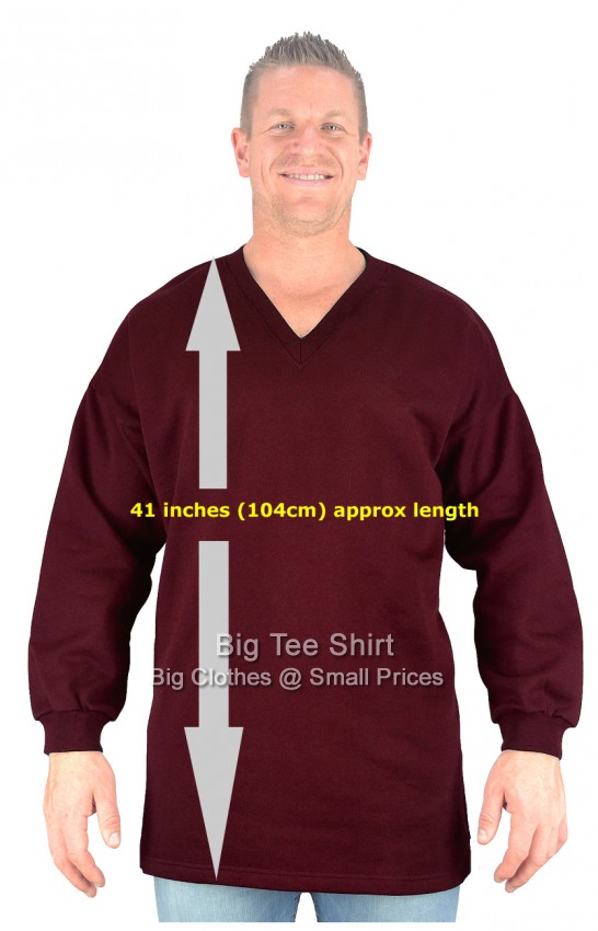 Burgundy Big Tee Shirt Sonas Extra Tall V-Neck Sweatshirt