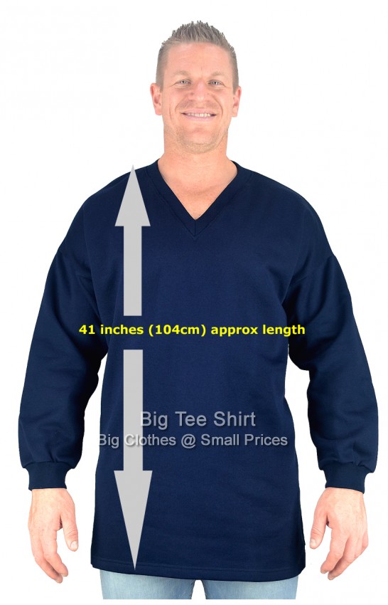 Navy Blue Big Tee Shirt Sonas Extra Tall V-Neck Sweatshirt