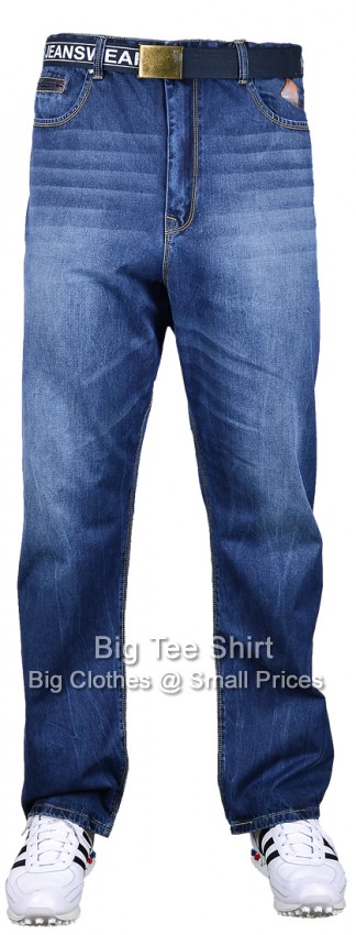 Mid Wash Blue Kam Hick Distressed Jeans