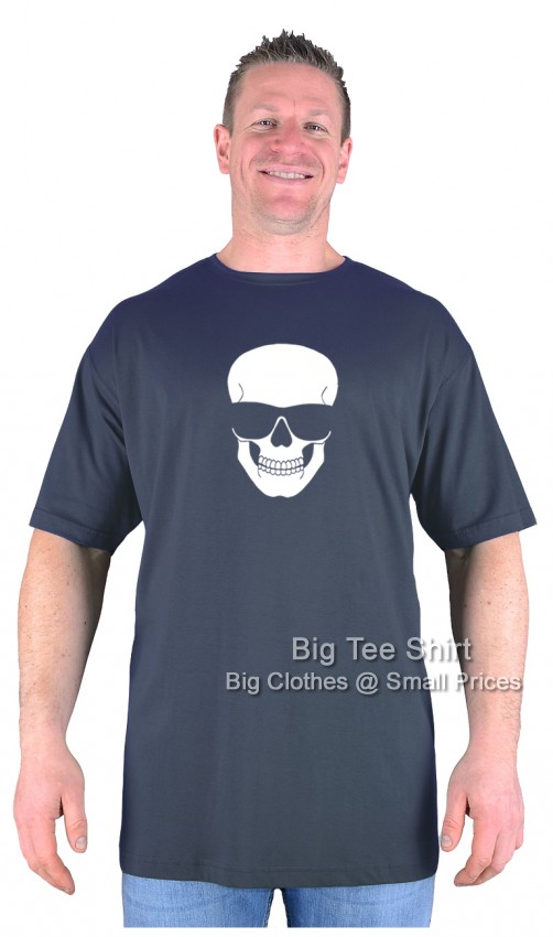 Charcoal Grey BTS Chillin Skull EXTRA LONG TALL T-Shirt 