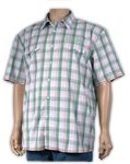 Green Pegasus Candal Twin Chest Pocket Check Short Sleeve Shirt (101033A)