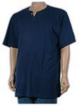 Navy Espionage Nash Notch Neck Grandad Shirt (T0-93)