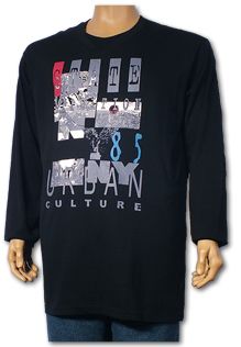 Black Metaphor Urban Culture Double V-Neck Long Sleeve T-Shirt (01529)