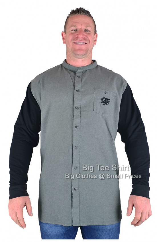 Khaki D555 Atkins Long Sleeve Grandad Shirt