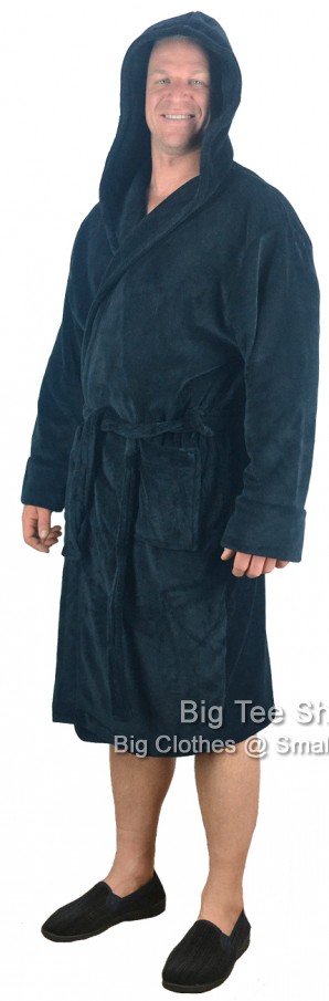 Navy Blue Espionage Ruse Hooded Dressing Gown