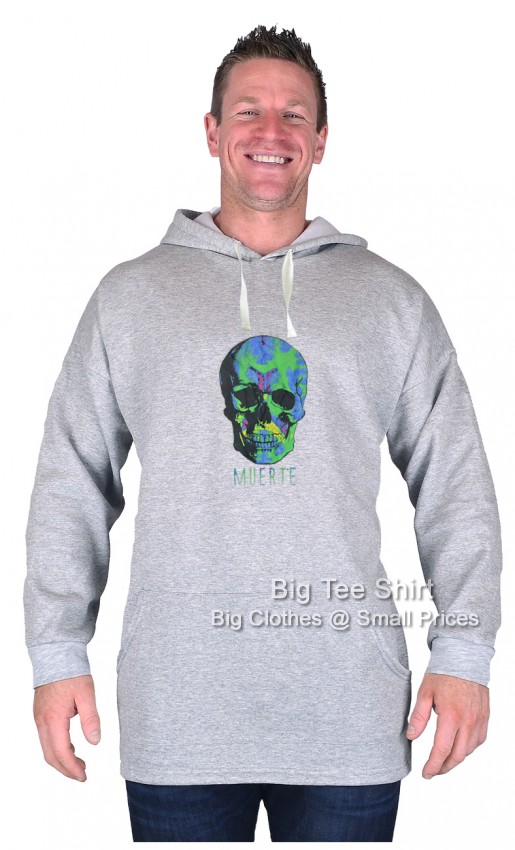 Grey Marl Big Tee Shirt Skull of the Dead Pullover Hoodie