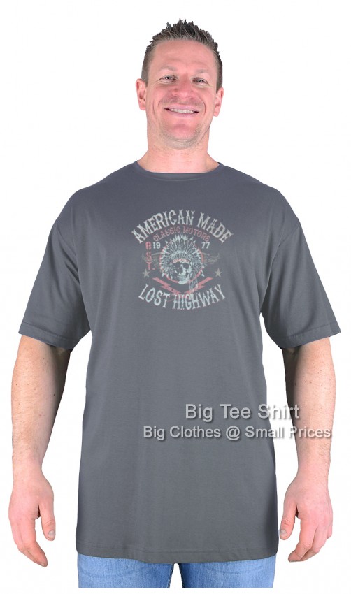 Slate Grey Big Tee Shirt American Made Biker T-Shirt