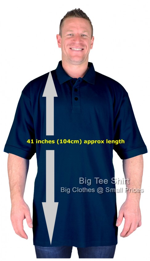 Navy Blue Big Tee Shirt Jones TALL EXTRA LONG Polo Shirts