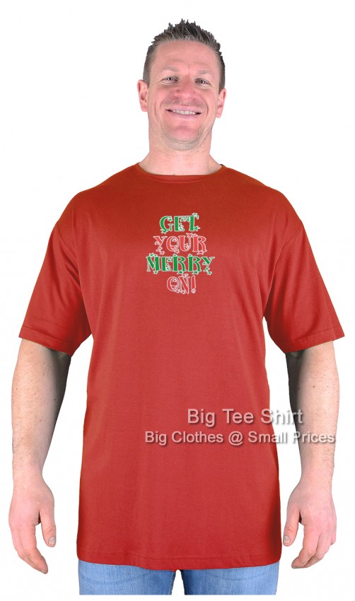 Terracotta Red Big Tee Shirt Getting Merry Christmas T-Shirt