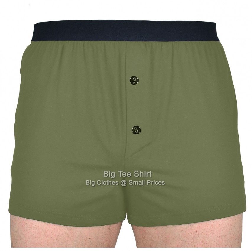 Olive Green Big Tee Shirt Leese Stretch Boxer Shorts 