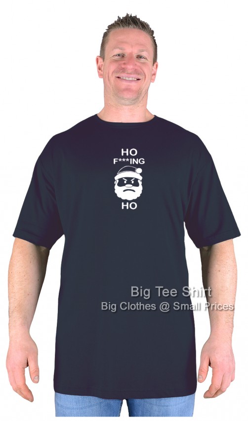 Black Big Tee Shirt HO HO Rude Christmas T-Shirt 
