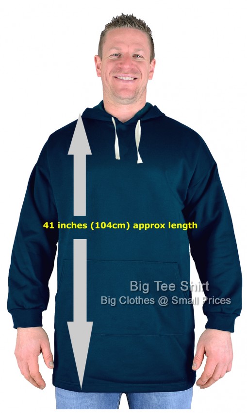 Navy Blue Big Tee Shirt Span Long Tall Pullover Hoodie