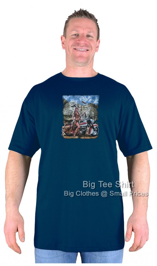Navy Blue Big Tee Shirt Rushmoor Ride Biker T-Shirt