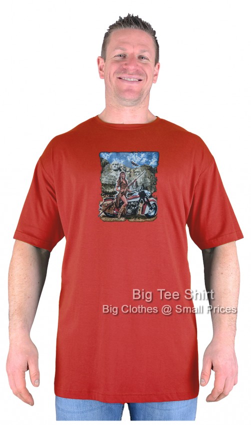 Terracotta Red Big Tee Shirt Rushmoor Ride Biker T-Shirt