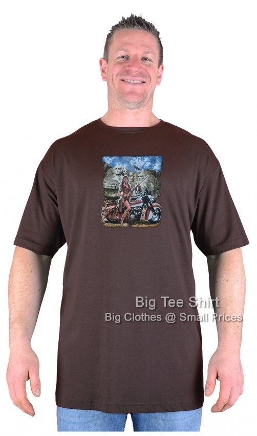 Chocolate Brown Big Tee Shirt Rushmoor Ride Biker T-Shirt