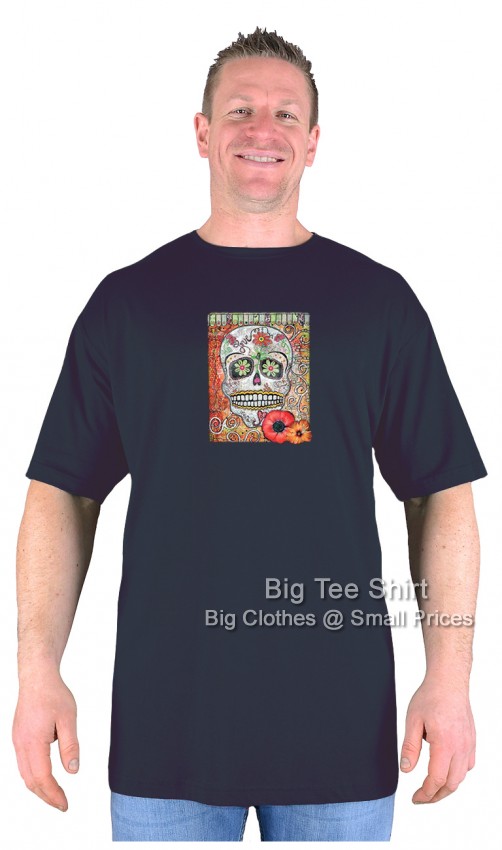 Black Big Tee Shirt Hippy Skull T-Shirt