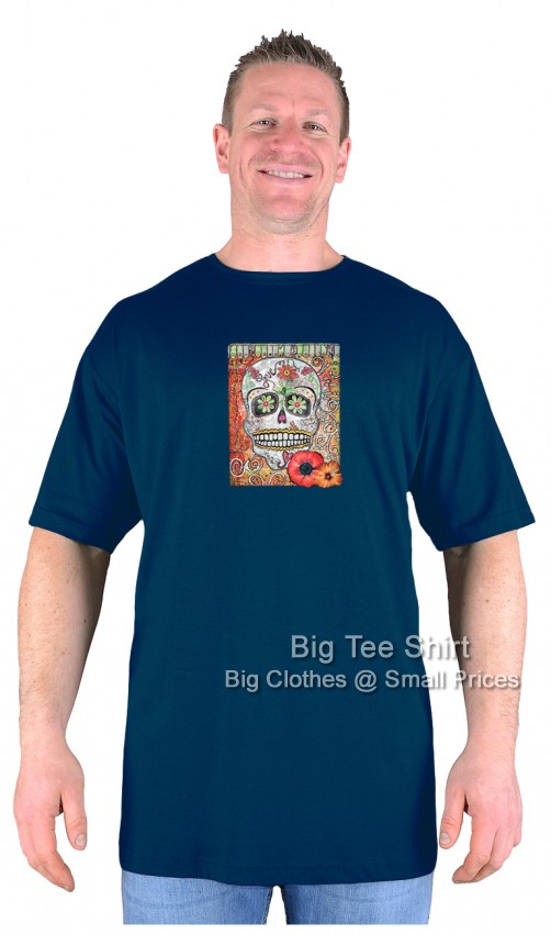 Navy Blue Big Tee Shirt Hippy Skull T-Shirt