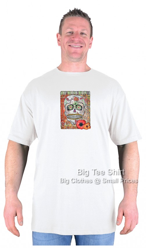 White Big Tee Shirt Hippy Skull T-Shirt