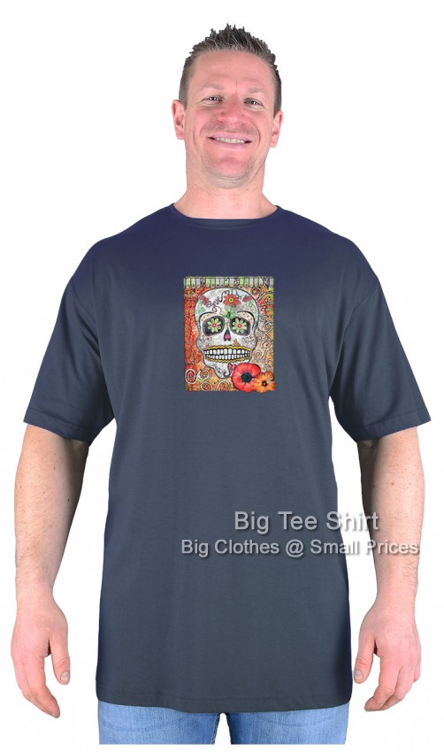 Charcoal Big Tee Shirt Hippy Skull T-Shirt