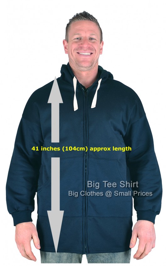 Navy Blue Big Tee Shirt Karma Long Tall Zip Up Hoodie