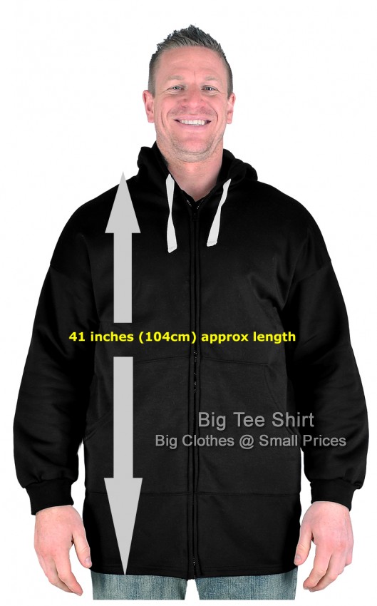 Black Big Tee Shirt Karma Long Tall Zip Up Hoodie