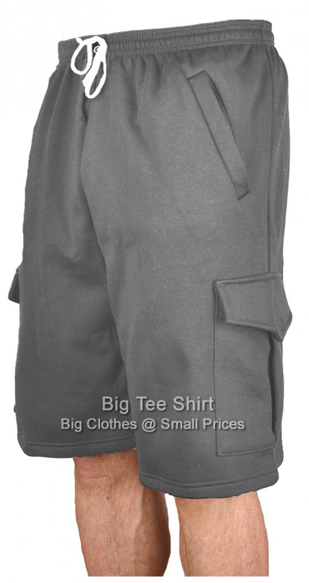 Charcoal Big Tee Shirt Monty Longer Length Cargo Shorts