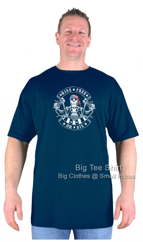 Navy Blue Big Tee Shirt Free Biker T-Shirt