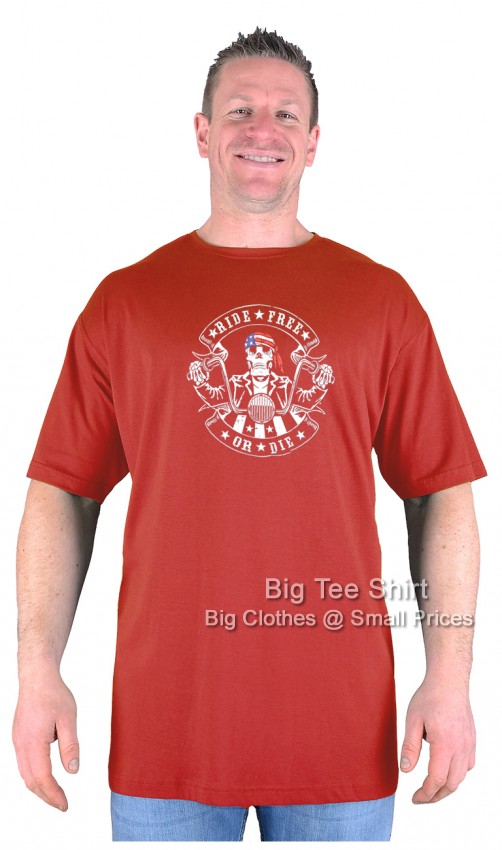 Terracotta Red Big Tee Shirt Free Biker T-Shirt