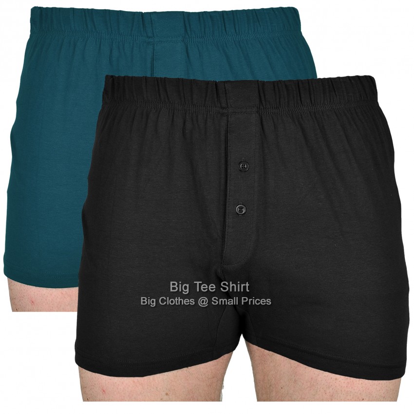 Black and Airforce Blue Cotton Valley Neddy Jersey Style Boxer Shorts Twin Pack