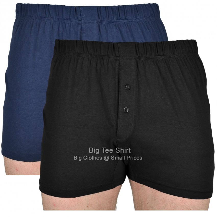 Black and Navy Blue Cotton Valley Neddy Jersey Style Boxer Shorts Twin Pack