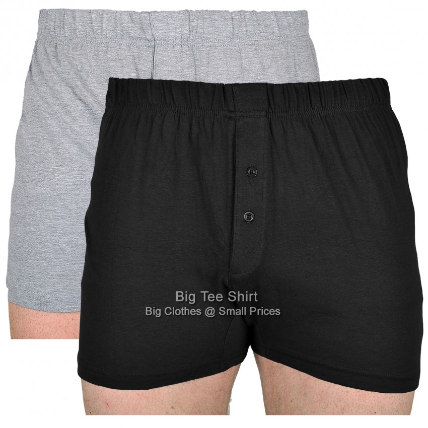Black and Grey Marl Cotton Valley Neddy Jersey Style Boxer Shorts Twin Pack