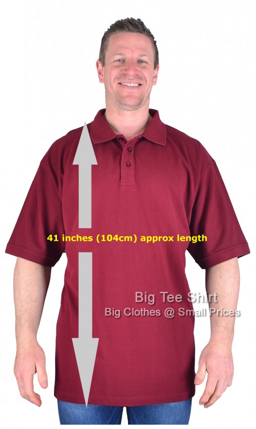 Burgundy Big Tee Shirt Jones TALL EXTRA LONG Polo Shirts