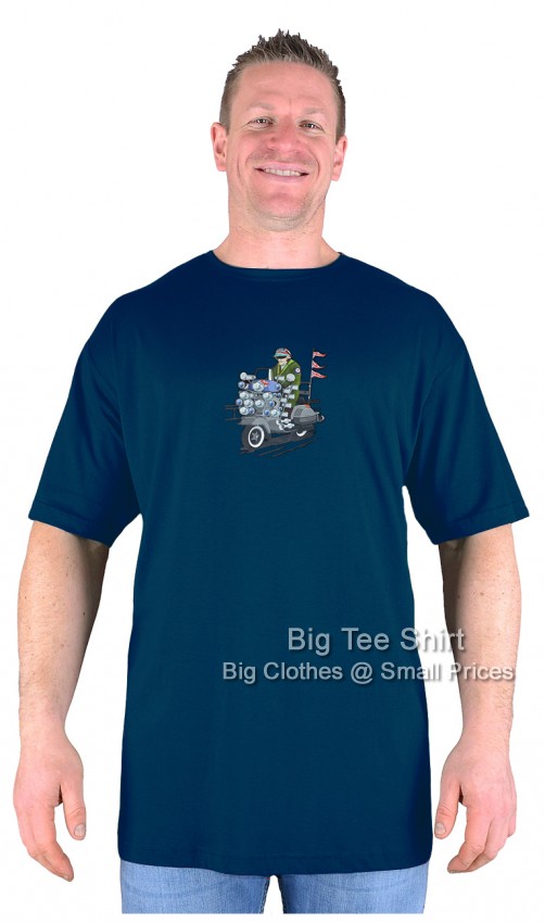 Navy Blue Big Tee Shirt Mod Rider Biker Scooter T-Shirt